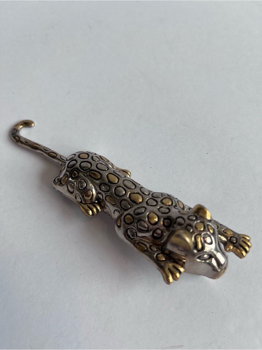 Large Leopard Cheetah Brooch Pin Or Necklace Articulating Tail Estate Sale